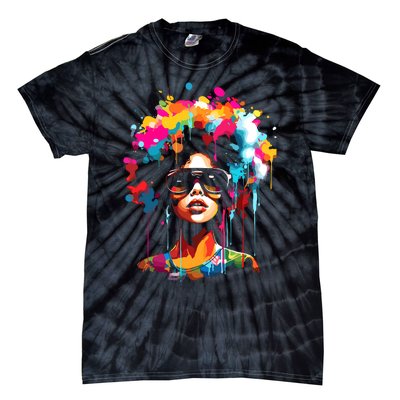 Women Black Queen Dripping Afro Melanin Juneteenth Tie-Dye T-Shirt