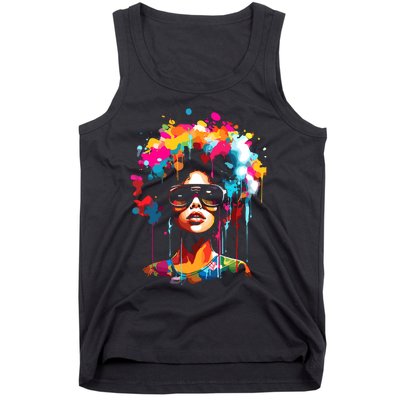 Women Black Queen Dripping Afro Melanin Juneteenth Tank Top