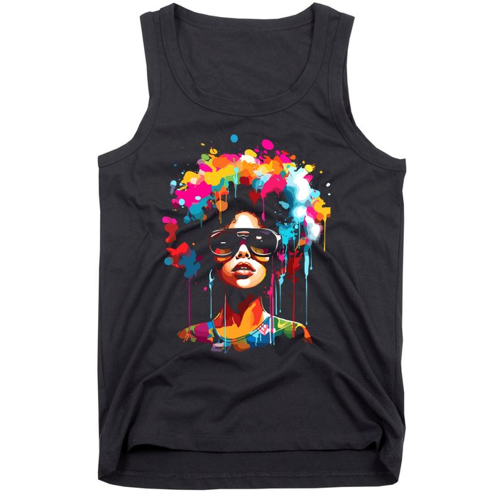 Women Black Queen Dripping Afro Melanin Juneteenth Tank Top