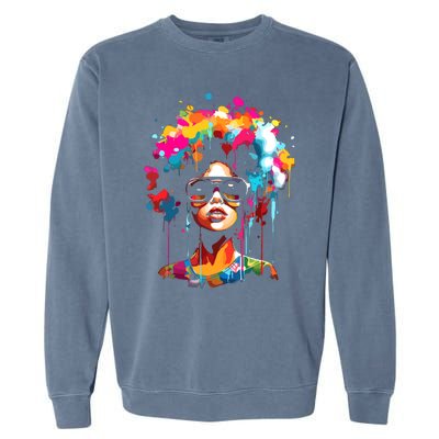 Women Black Queen Dripping Afro Melanin Juneteenth Garment-Dyed Sweatshirt