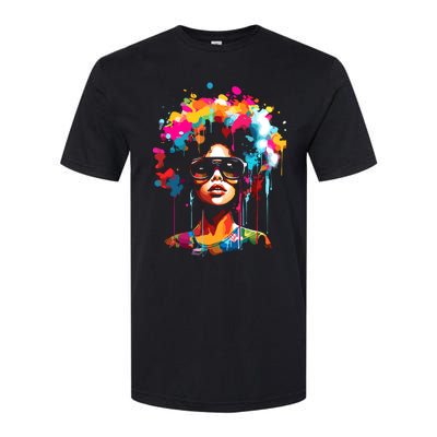 Women Black Queen Dripping Afro Melanin Juneteenth Softstyle CVC T-Shirt