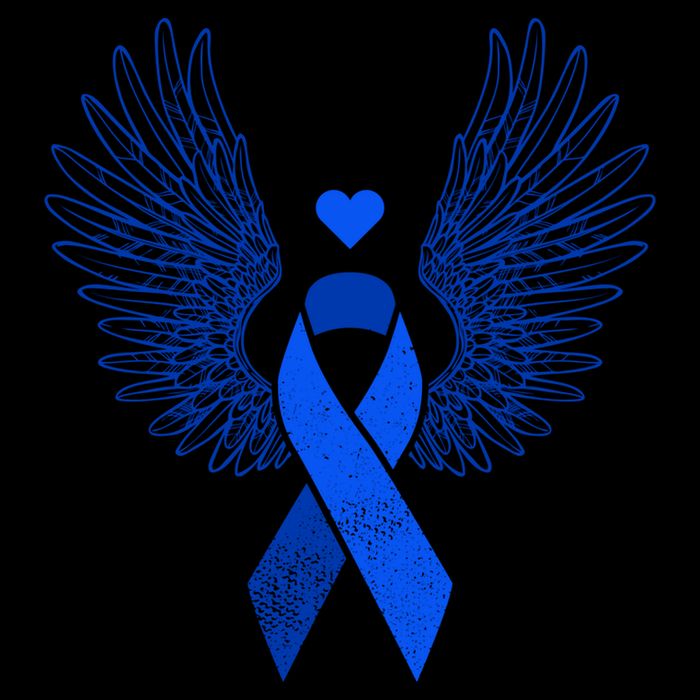 Winged Blue Ribbon Colon Cancer Awareness Cute Gift Flat Bill Trucker Hat
