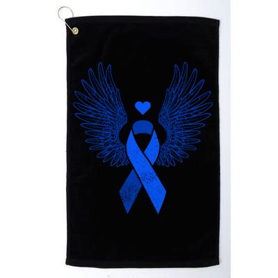 Winged Blue Ribbon Colon Cancer Awareness Cute Gift Golf Towel