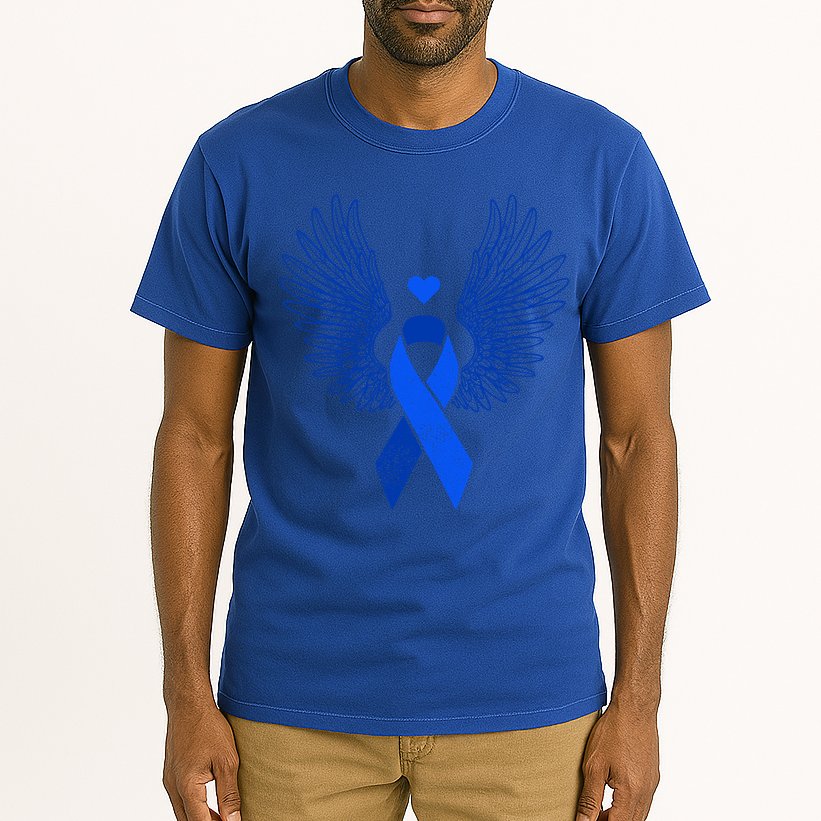 Winged Blue Ribbon Colon Cancer Awareness Cute Gift Tall T-Shirt