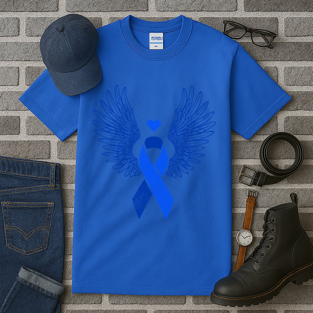 Winged Blue Ribbon Colon Cancer Awareness Cute Gift Tall T-Shirt
