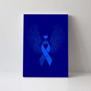 Winged Blue Ribbon Colon Cancer Awareness Cute Gift Canvas