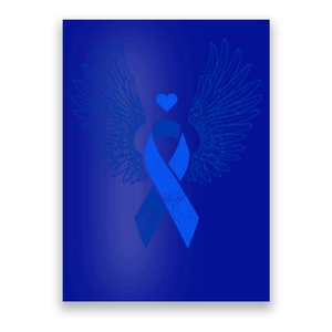 Winged Blue Ribbon Colon Cancer Awareness Cute Gift Poster