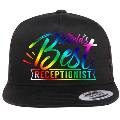 World's Best Receptionist Secretary Reception Receptionists Funny Gift Flat Bill Trucker Hat