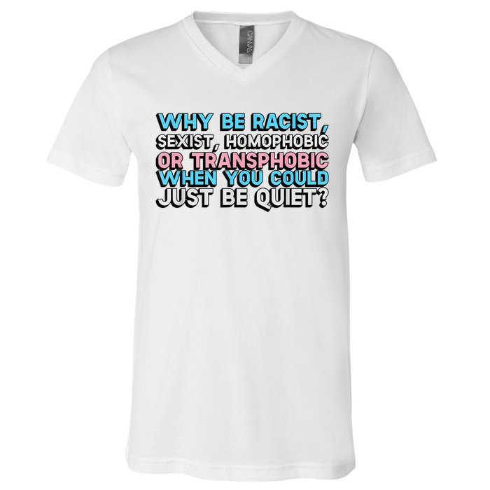 Why Be Racist Sexist Homophobic V-Neck T-Shirt