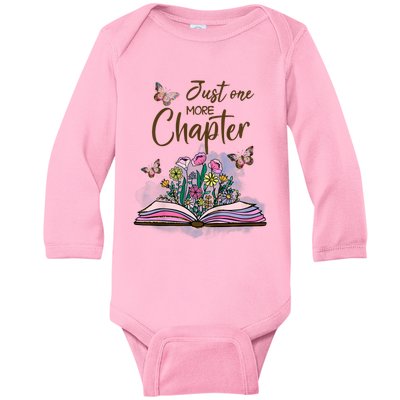 Wildflowers Book Reading Bookaholic Just One More Chapter Baby Long Sleeve Bodysuit