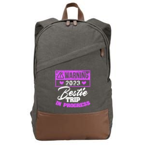 Warning Bestie Reunion Trip In Progress Trip Cute Gift Cotton Canvas Backpack