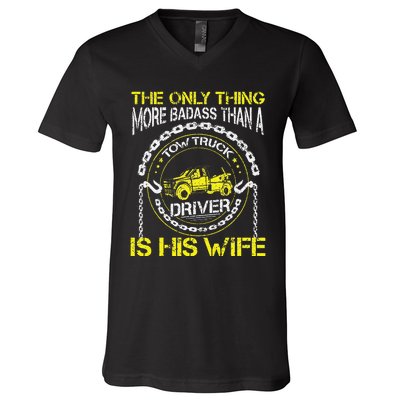 Wrecker Breakdown Recovery Badass Towing Tow Truck Driver V-Neck T-Shirt