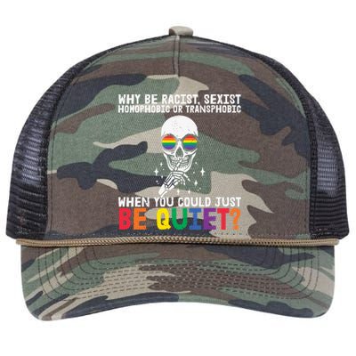 Why Be Racist  Sexist Homophobic Or Transphobic Retro Rope Trucker Hat Cap