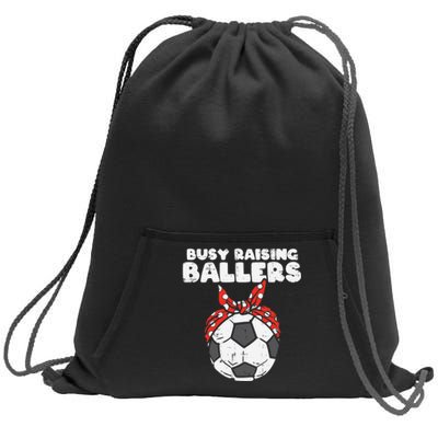 Wo Busy Raising Ballers Soccer Polka Bandana Mom Football V-Neck Sweatshirt Cinch Pack Bag