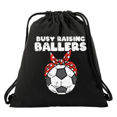 Wo Busy Raising Ballers Soccer Polka Bandana Mom Football V-Neck Drawstring Bag