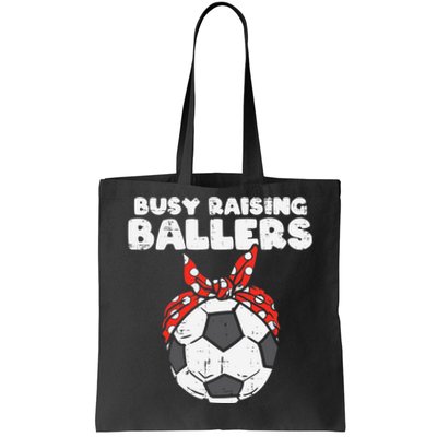 Wo Busy Raising Ballers Soccer Polka Bandana Mom Football V-Neck Tote Bag