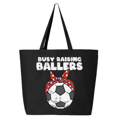 Wo Busy Raising Ballers Soccer Polka Bandana Mom Football V-Neck 25L Jumbo Tote