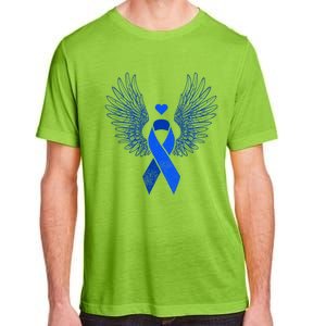 Winged Blue Ribbon Colon Cancer Awareness Gift Adult ChromaSoft Performance T-Shirt