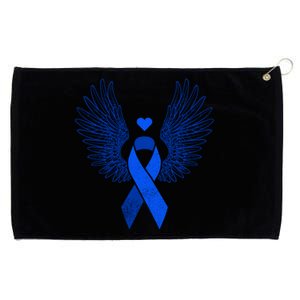 Winged Blue Ribbon Colon Cancer Awareness Gift Grommeted Golf Towel