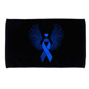 Winged Blue Ribbon Colon Cancer Awareness Gift Microfiber Hand Towel