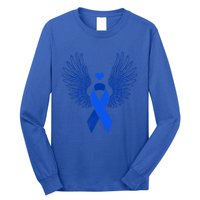 Winged Blue Ribbon Colon Cancer Awareness Gift Long Sleeve Shirt