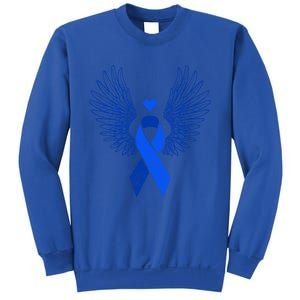 Winged Blue Ribbon Colon Cancer Awareness Gift Sweatshirt