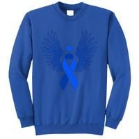 Winged Blue Ribbon Colon Cancer Awareness Gift Sweatshirt