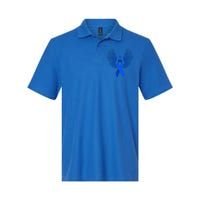 Winged Blue Ribbon Colon Cancer Awareness Gift Softstyle Adult Sport Polo