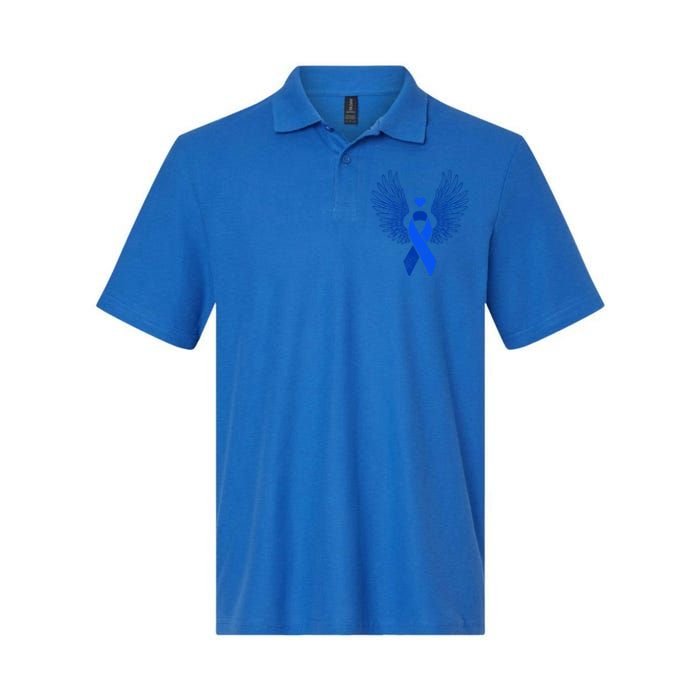 Winged Blue Ribbon Colon Cancer Awareness Gift Softstyle Adult Sport Polo