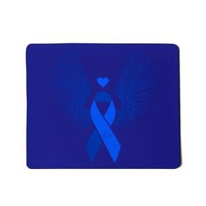 Winged Blue Ribbon Colon Cancer Awareness Gift Mousepad