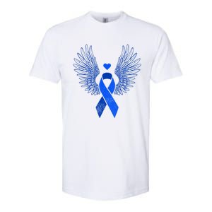 Winged Blue Ribbon Colon Cancer Awareness Gift Softstyle CVC T-Shirt