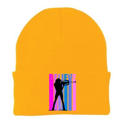 Wo Biathlon Shooting Guns Ski Skiiing Skier Winter Sport Gift Knit Cap Winter Beanie