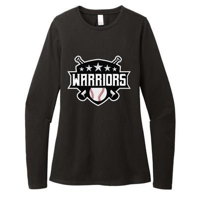 Warriors Baseball Sports Game Day Spirit Print Stars Mom Dad Womens CVC Long Sleeve Shirt