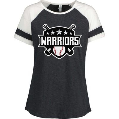 Warriors Baseball Sports Game Day Spirit Print Stars Mom Dad Enza Ladies Jersey Colorblock Tee