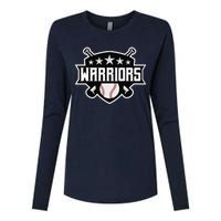 Warriors Baseball Sports Game Day Spirit Print Stars Mom Dad Womens Cotton Relaxed Long Sleeve T-Shirt