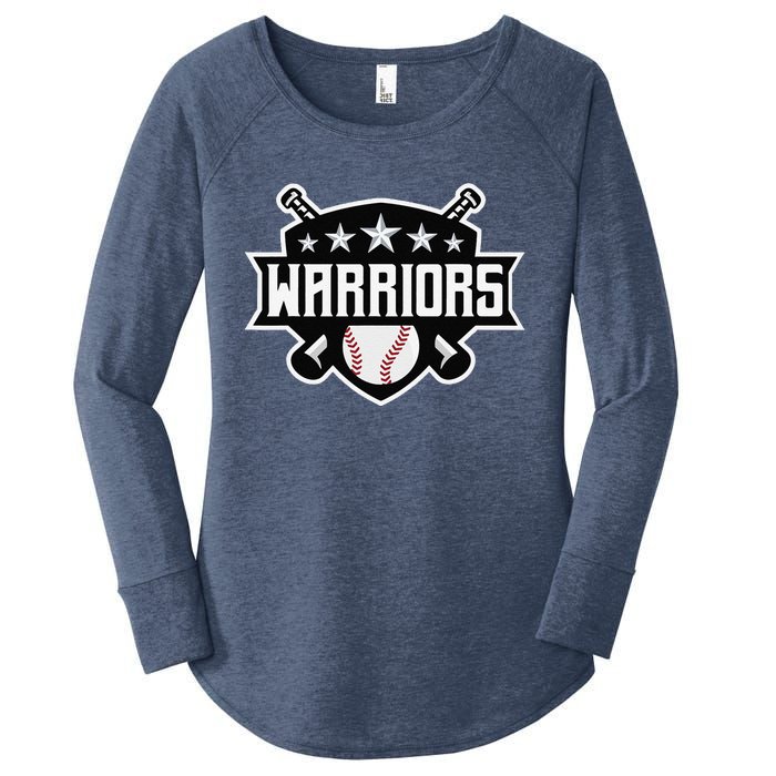 Warriors Baseball Sports Game Day Spirit Print Stars Mom Dad Women's Perfect Tri Tunic Long Sleeve Shirt