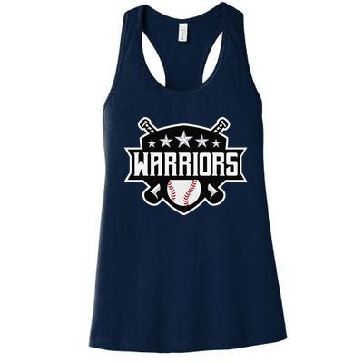 Warriors Baseball Sports Game Day Spirit Print Stars Mom Dad Women's Racerback Tank