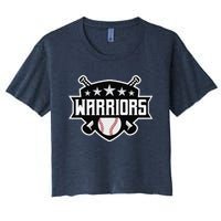 Warriors Baseball Sports Game Day Spirit Print Stars Mom Dad Women's Crop Top Tee