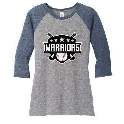 Warriors Baseball Sports Game Day Spirit Print Stars Mom Dad Women's Tri-Blend 3/4-Sleeve Raglan Shirt