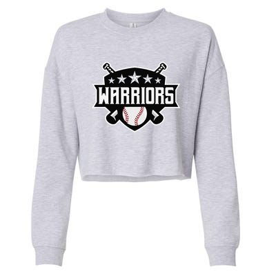 Warriors Baseball Sports Game Day Spirit Print Stars Mom Dad Cropped Pullover Crew