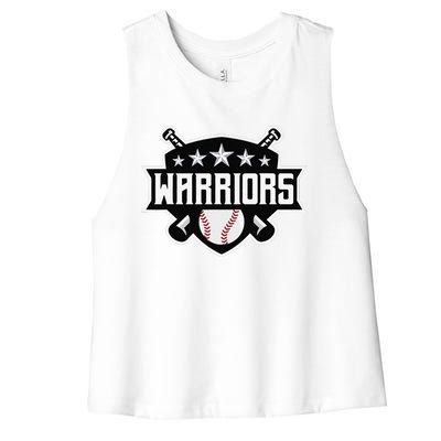 Warriors Baseball Sports Game Day Spirit Print Stars Mom Dad Women's Racerback Cropped Tank