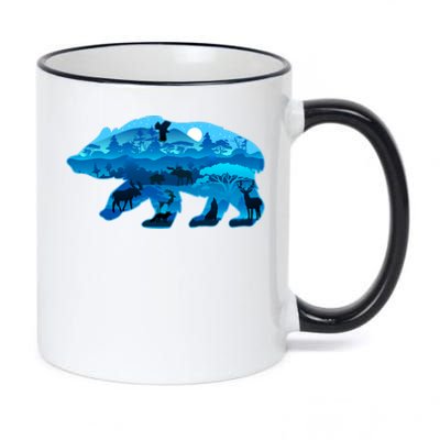 Wildlife Bear Silhouette Night Forest 11oz Black Color Changing Mug