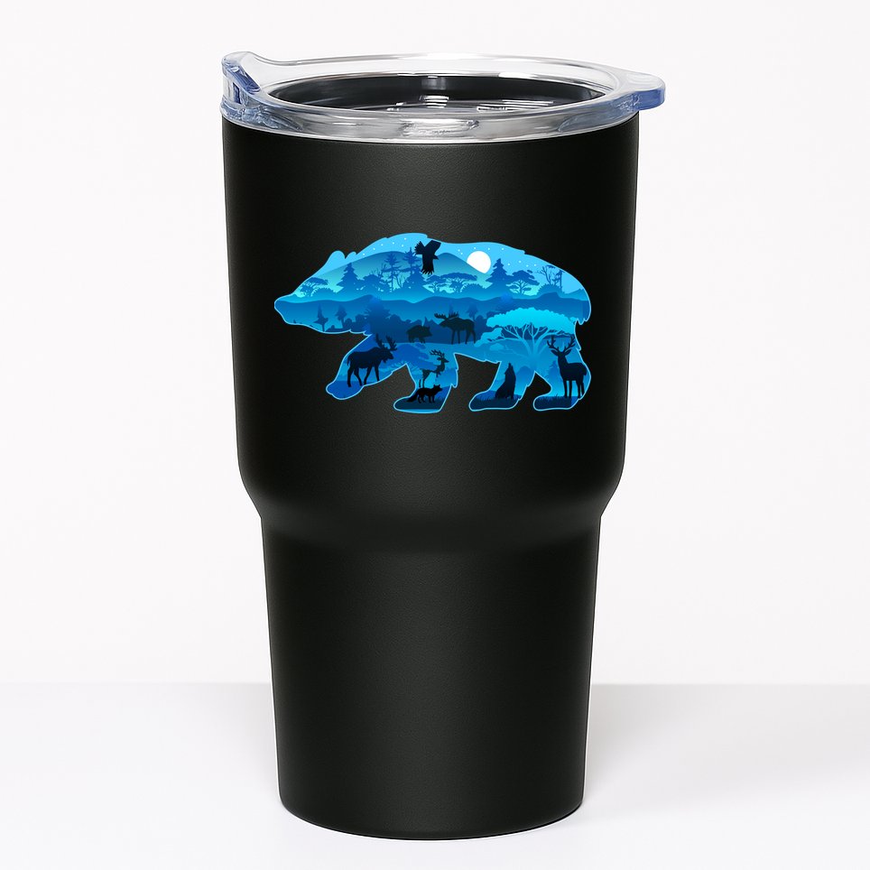 Wildlife Bear Silhouette Night Forest Tumbler