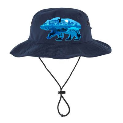 Wildlife Bear Silhouette Night Forest Bucket Hat