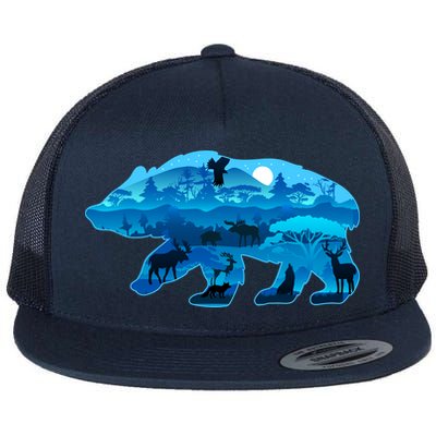 Wildlife Bear Silhouette Night Forest Flatbill Hat