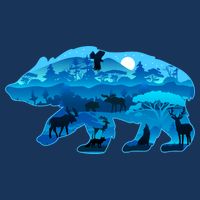 Wildlife Bear Silhouette Night Forest Tie-Dye T-Shirt