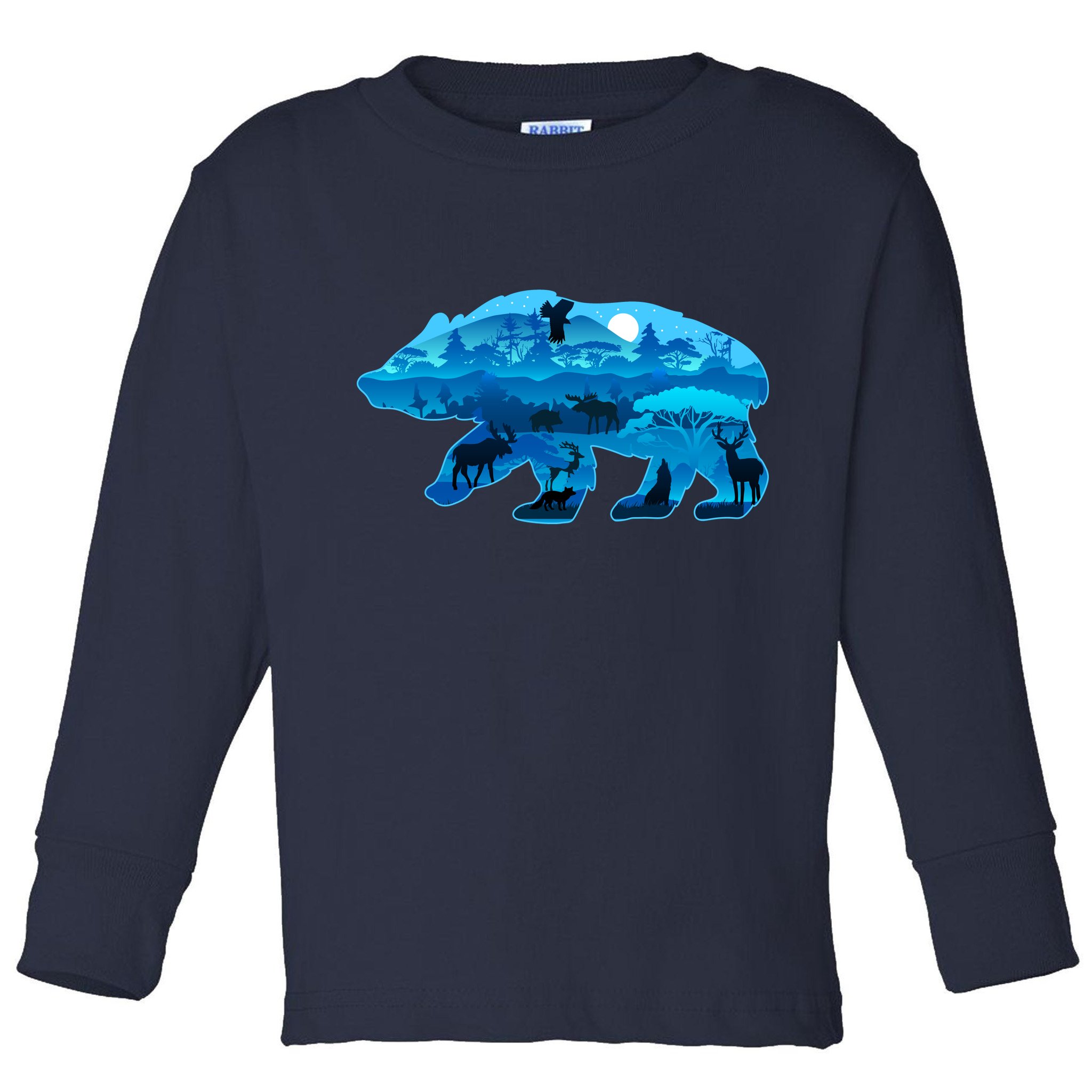 Wildlife Bear Silhouette Night Forest Toddler Long Sleeve Shirt