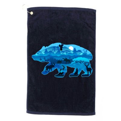Wildlife Bear Silhouette Night Forest Golf Towel