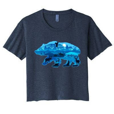 Wildlife Bear Silhouette Night Forest Crop Top