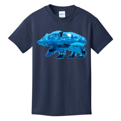 Wildlife Bear Silhouette Night Forest Kids T-Shirt